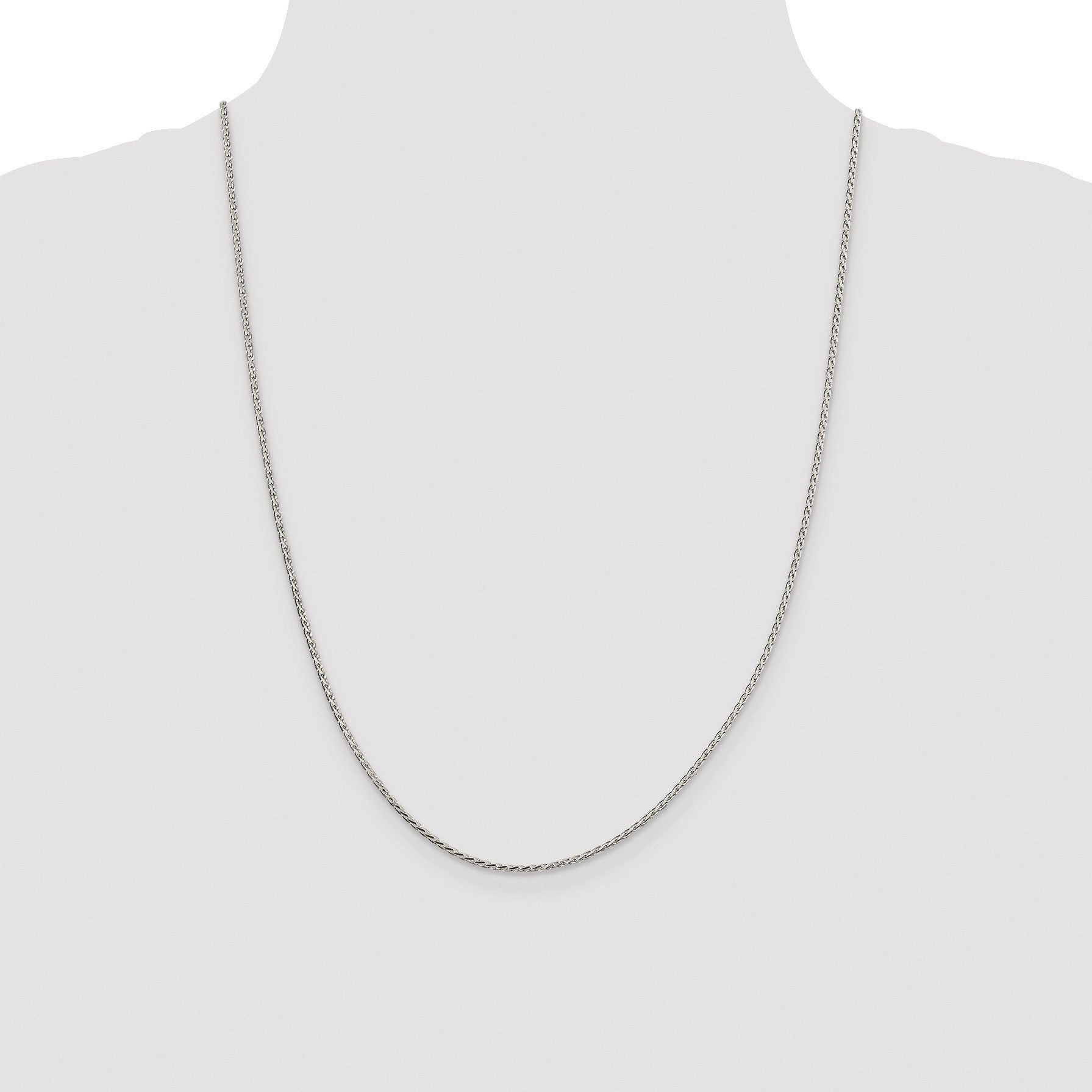 Sterling Silver Rhodium-plated 1.7mm Diamond-cut Round Spiga Chain