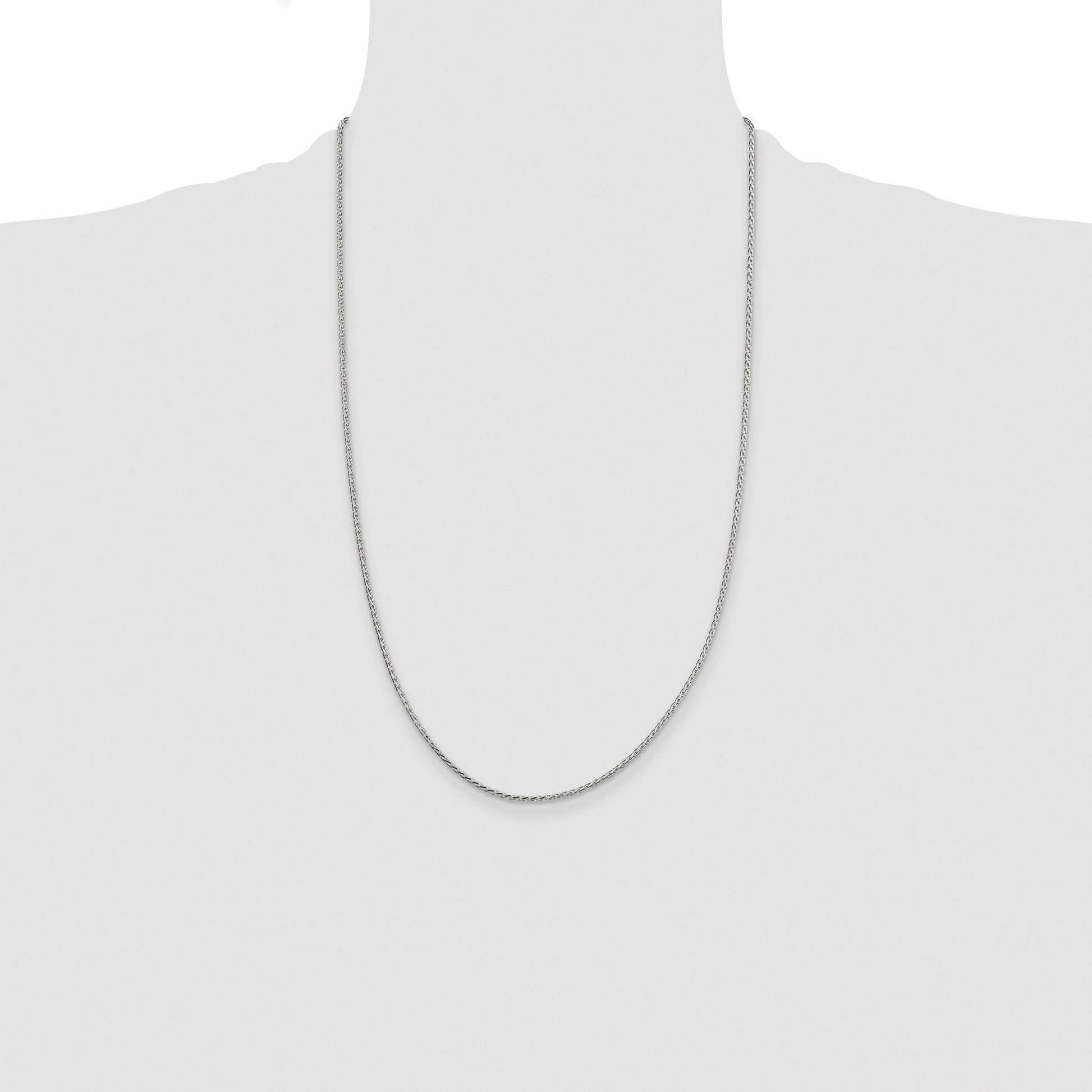 Sterling Silver Rhodium-plated 1.7mm Diamond-cut Round Spiga Chain