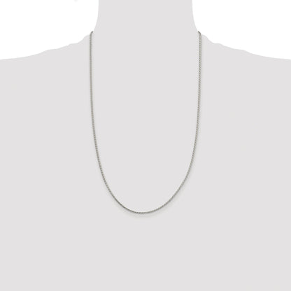 Sterling Silver Rhodium-plated 1.7mm Diamond-cut Round Spiga Chain