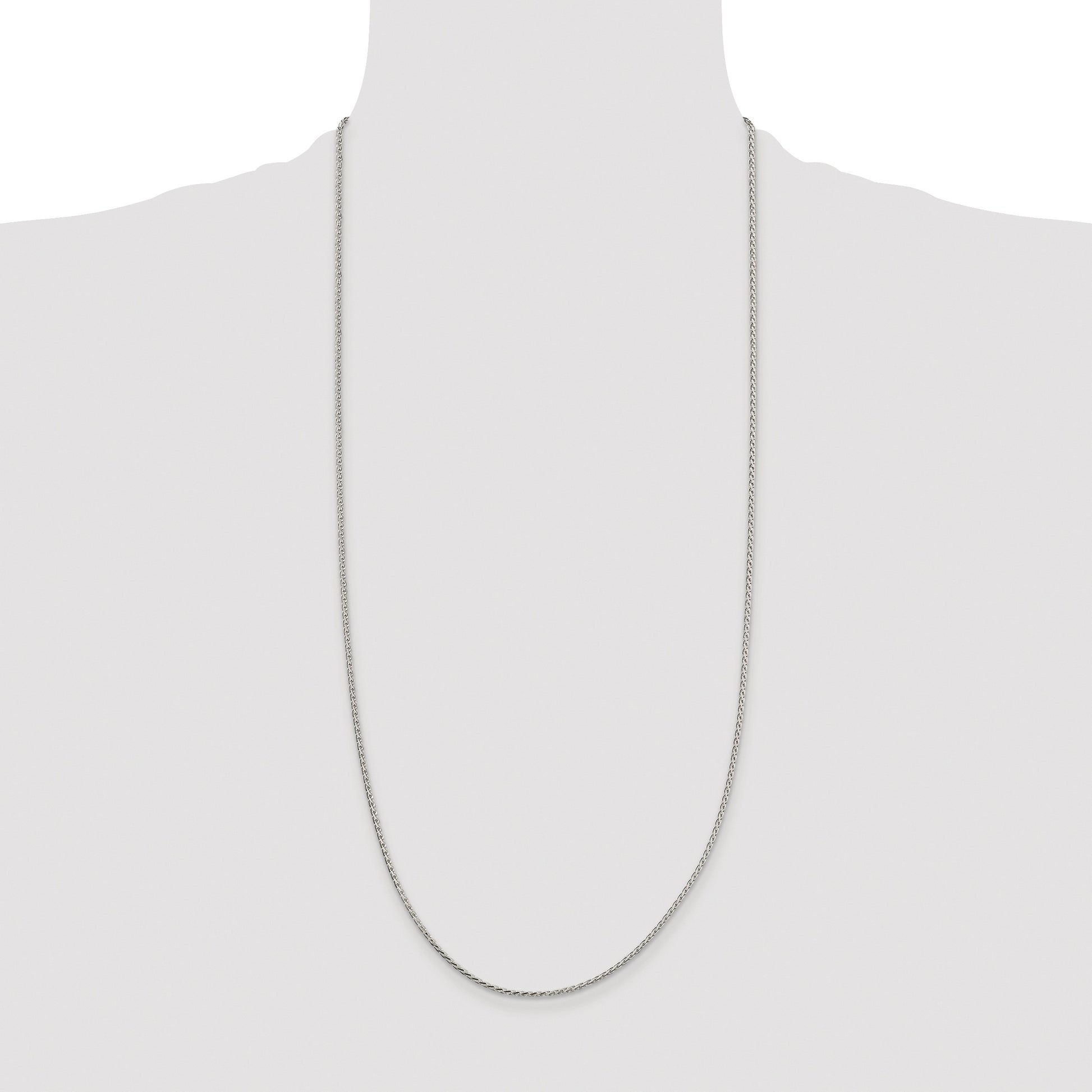 Sterling Silver Rhodium-plated 1.7mm Diamond-cut Round Spiga Chain