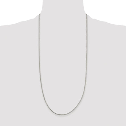 Sterling Silver Rhodium-plated 1.7mm Diamond-cut Round Spiga Chain