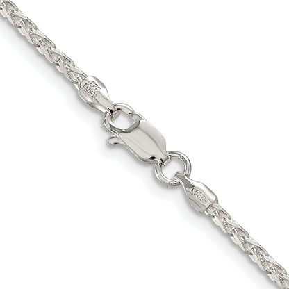 Sterling Silver Rhodium-plated 2.15mm Diamond-cut Round Spiga Chain