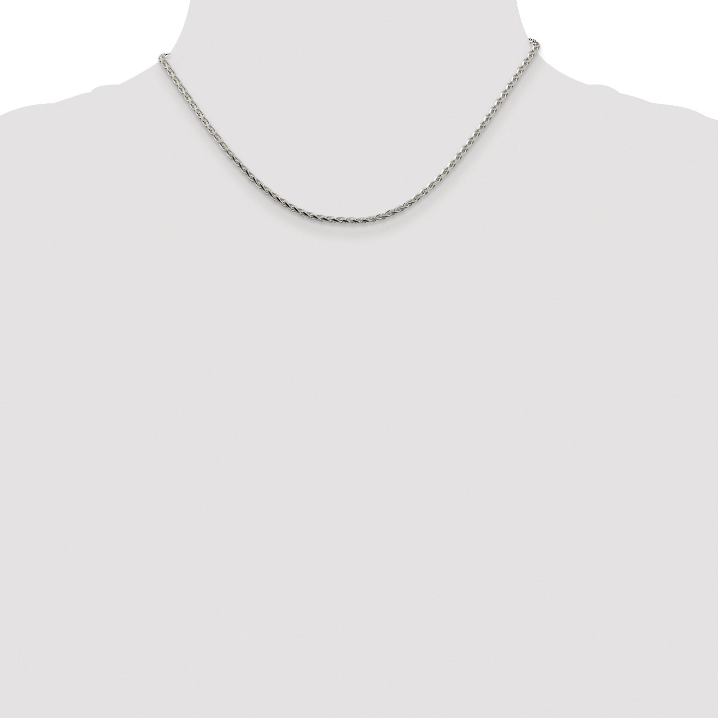 Sterling Silver Rhodium-plated 2.15mm Diamond-cut Round Spiga Chain