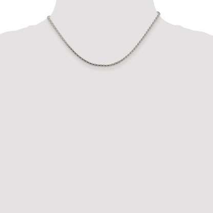 Sterling Silver Rhodium-plated 2.15mm Diamond-cut Round Spiga Chain