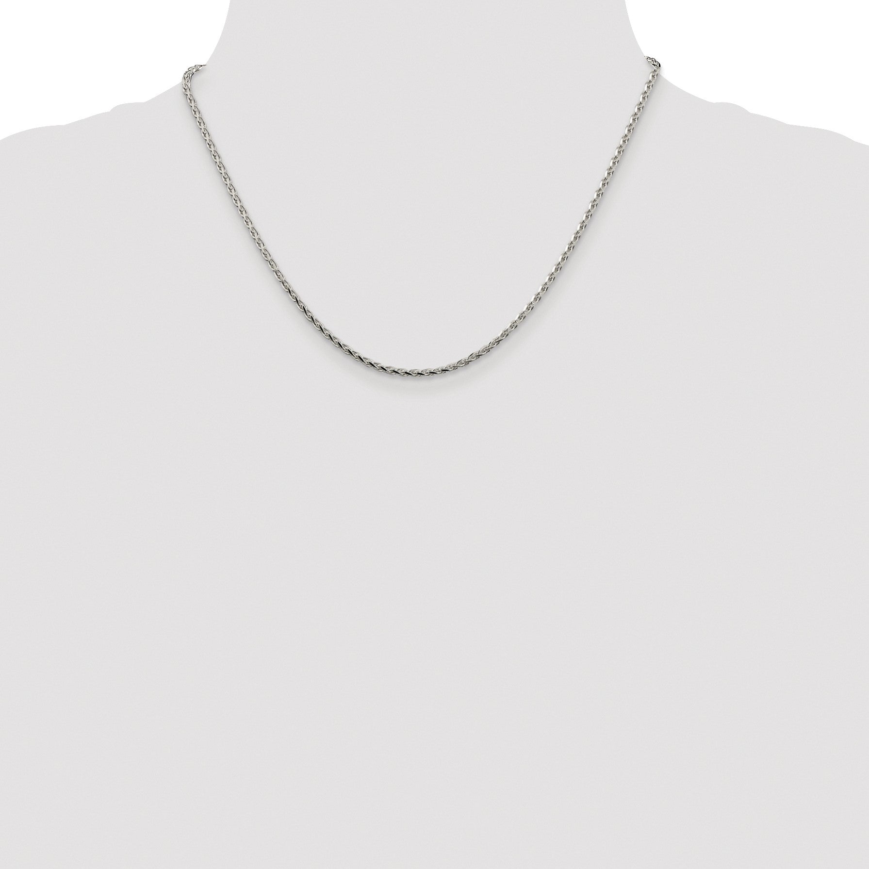 Sterling Silver Rhodium-plated 2.15mm Diamond-cut Round Spiga Chain