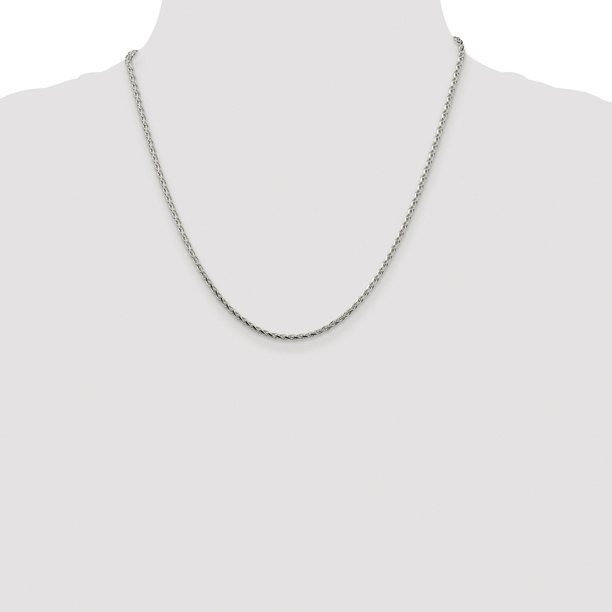 Sterling Silver Rhodium-plated 2.15mm Diamond-cut Round Spiga Chain