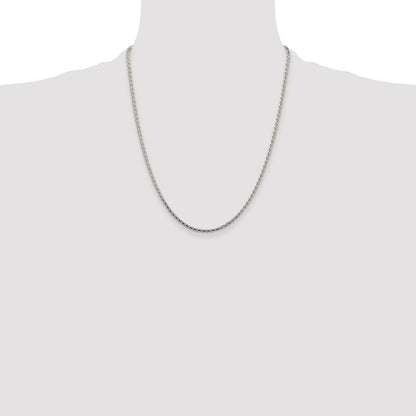 Sterling Silver Rhodium-plated 2.15mm Diamond-cut Round Spiga Chain