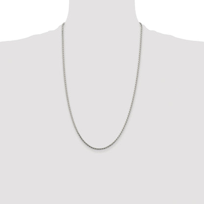 Sterling Silver Rhodium-plated 2.15mm Diamond-cut Round Spiga Chain