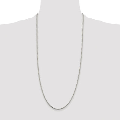 Sterling Silver Rhodium-plated 2.15mm Diamond-cut Round Spiga Chain
