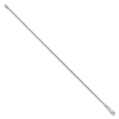 Sterling Silver Rhodium-plated 2.15mm Diamond-cut Round Spiga Chain