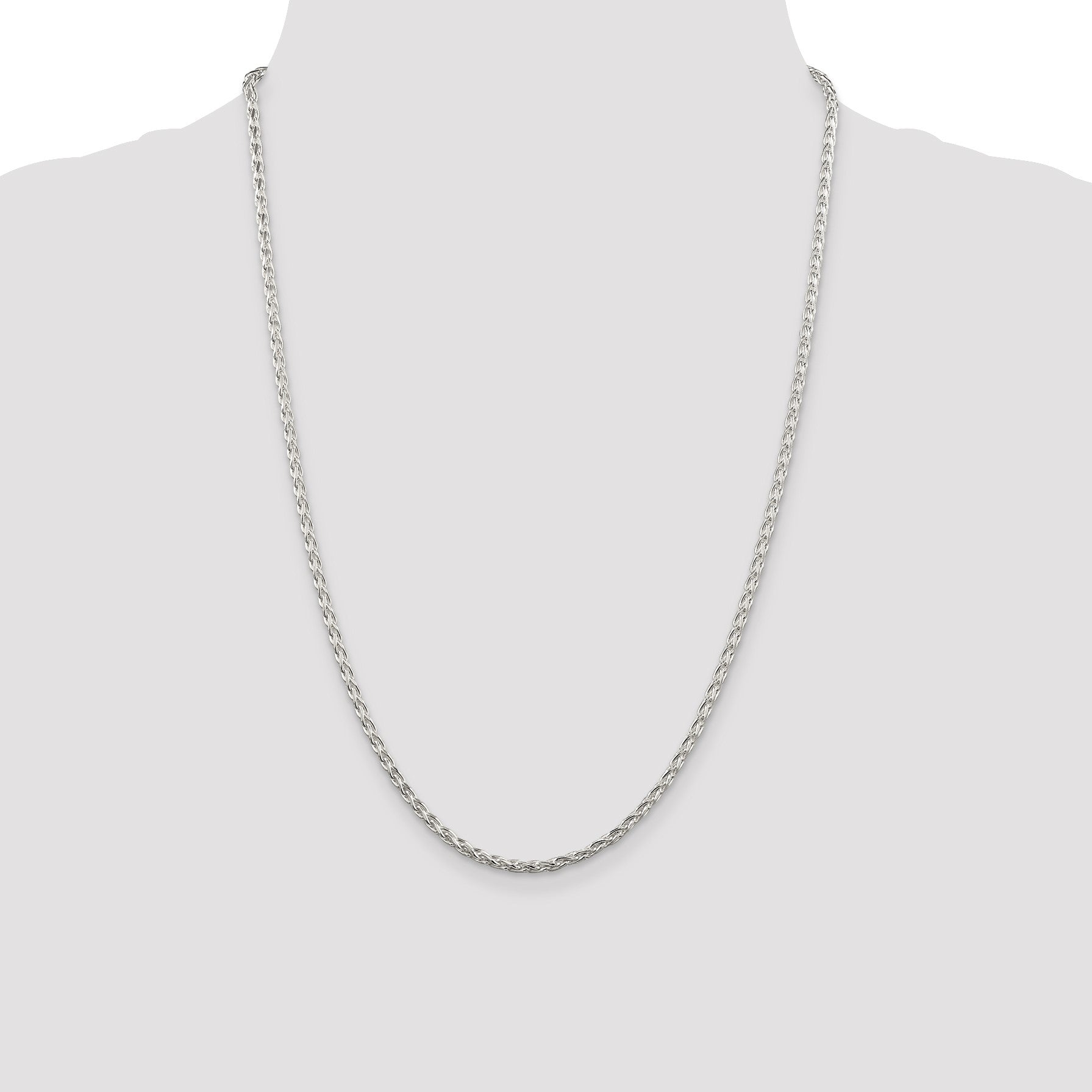 Sterling Silver 2.85mm Diamond-cut Round Spiga Chain