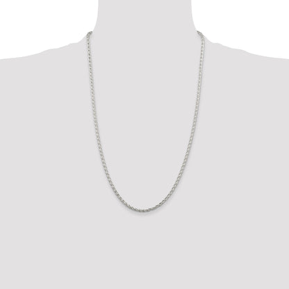 Sterling Silver 2.85mm Diamond-cut Round Spiga Chain
