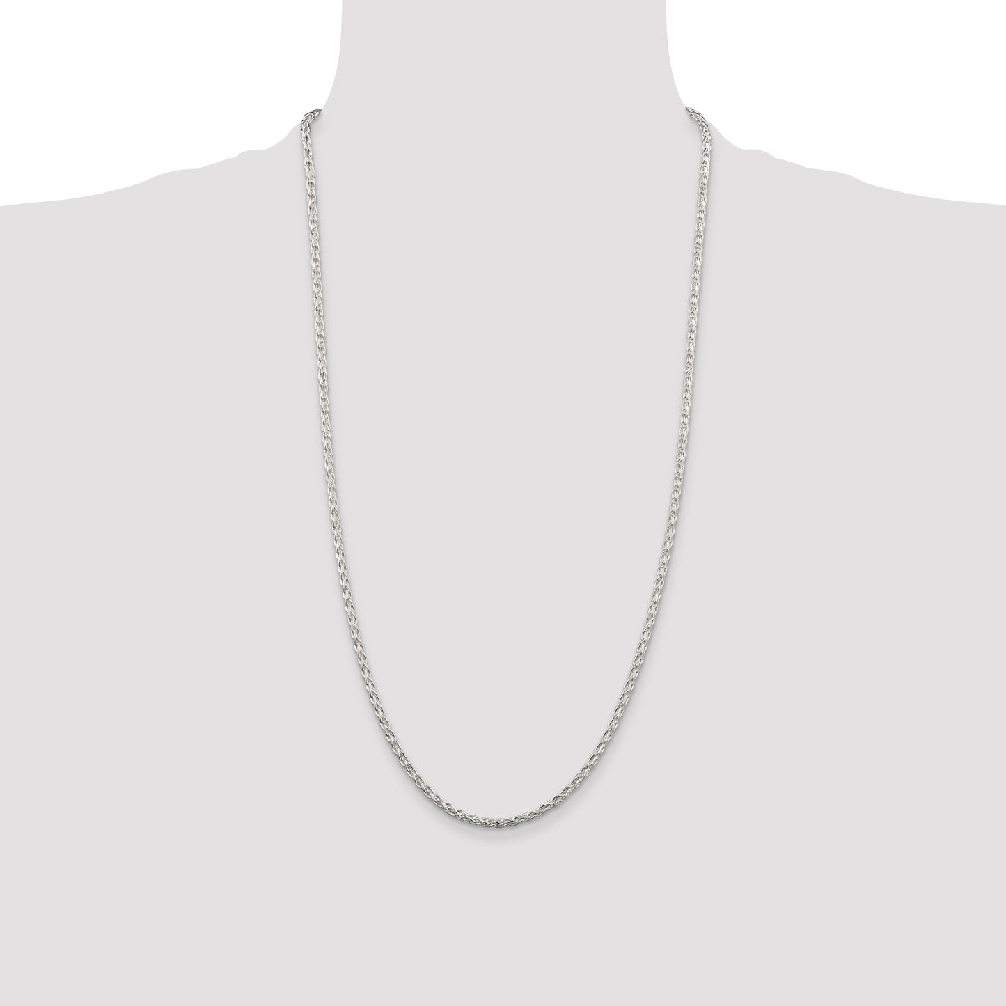 Sterling Silver 2.85mm Diamond-cut Round Spiga Chain