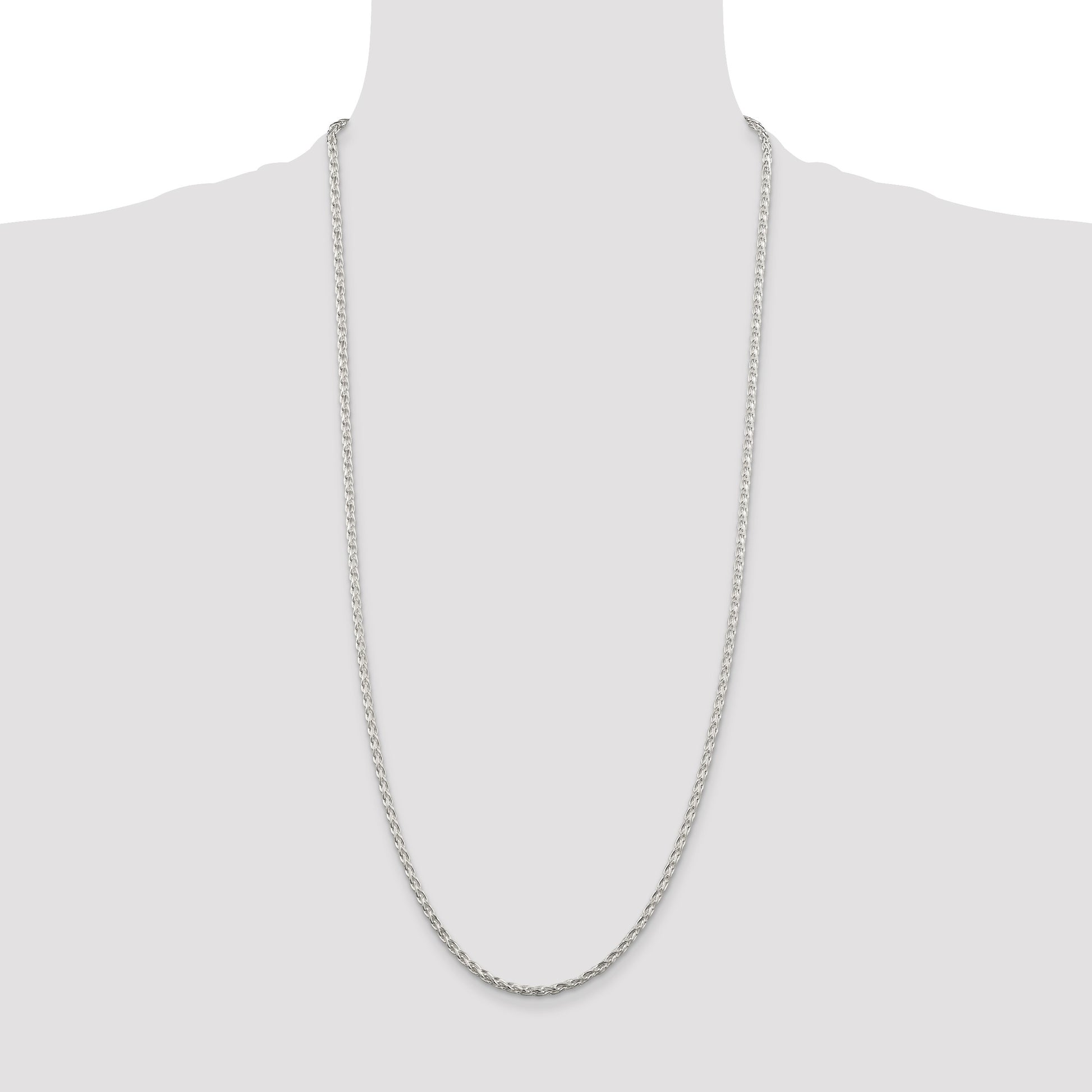 Sterling Silver 2.85mm Diamond-cut Round Spiga Chain