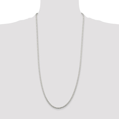 Sterling Silver 2.85mm Diamond-cut Round Spiga Chain