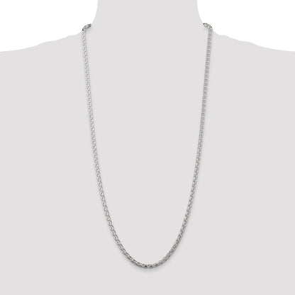 Sterling Silver 3.5mm Diamond-cut Round Spiga Chain