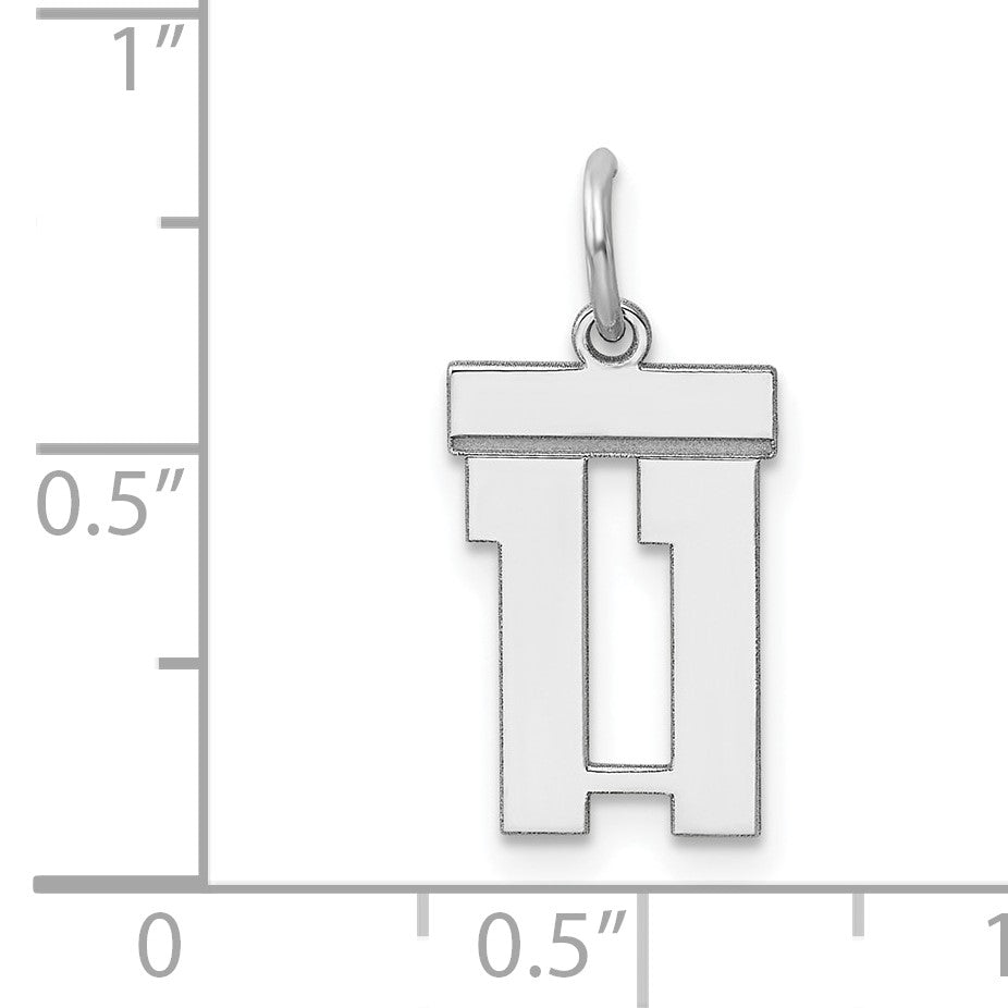 Sterling Silver/Rhodium-plated Polished Number 11 Charm
