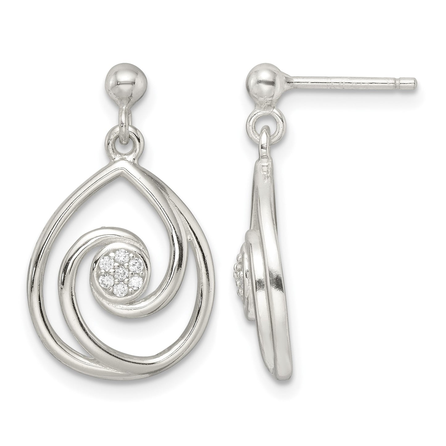 Sterling Silver CZ in Teardrop Pendant and Earrings Set