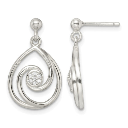 Sterling Silver CZ in Teardrop Pendant and Earrings Set