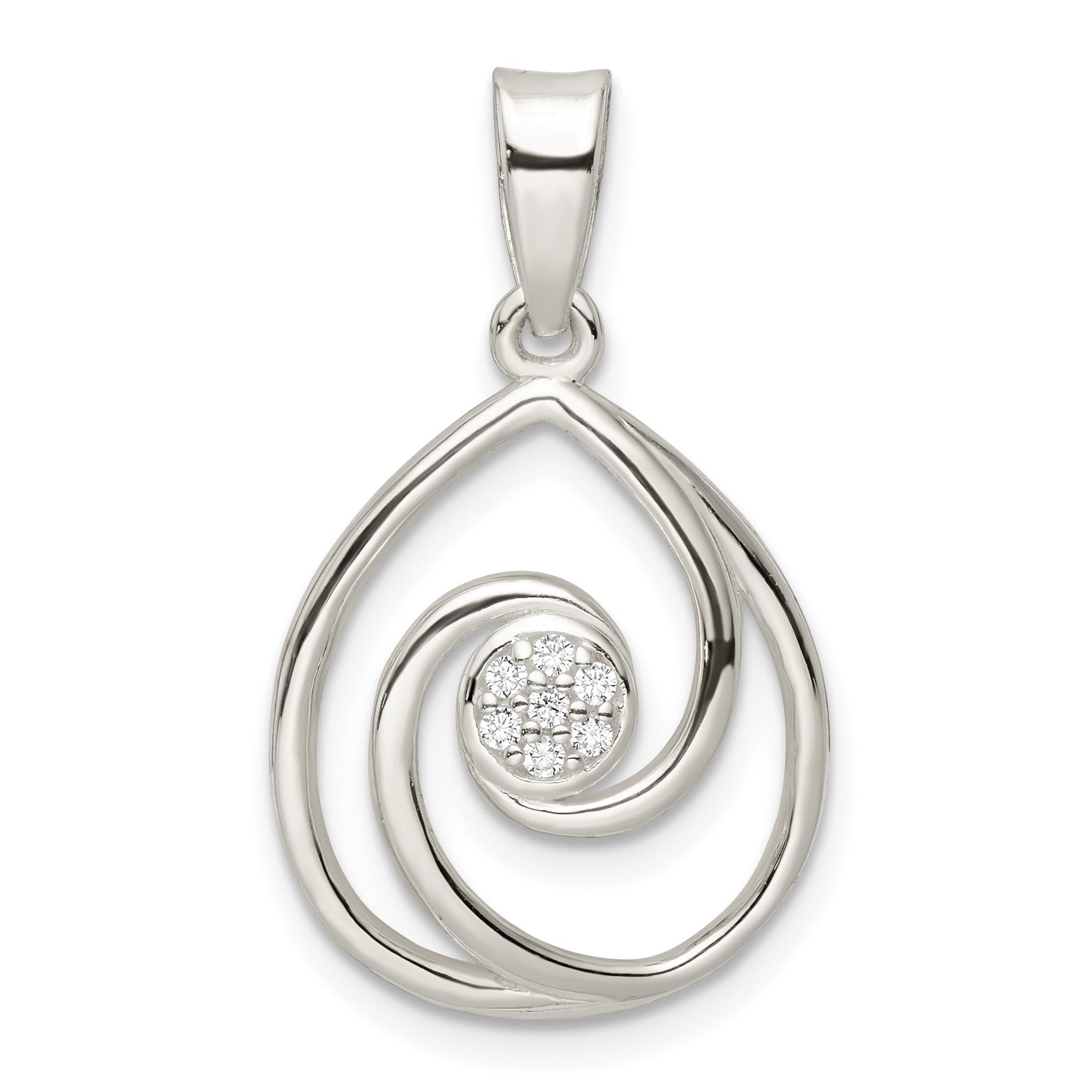 Sterling Silver CZ in Teardrop Pendant and Earrings Set