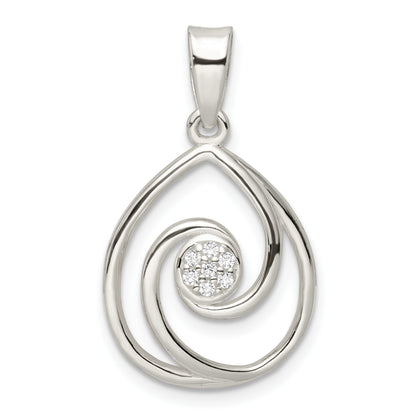 Sterling Silver CZ in Teardrop Pendant and Earrings Set