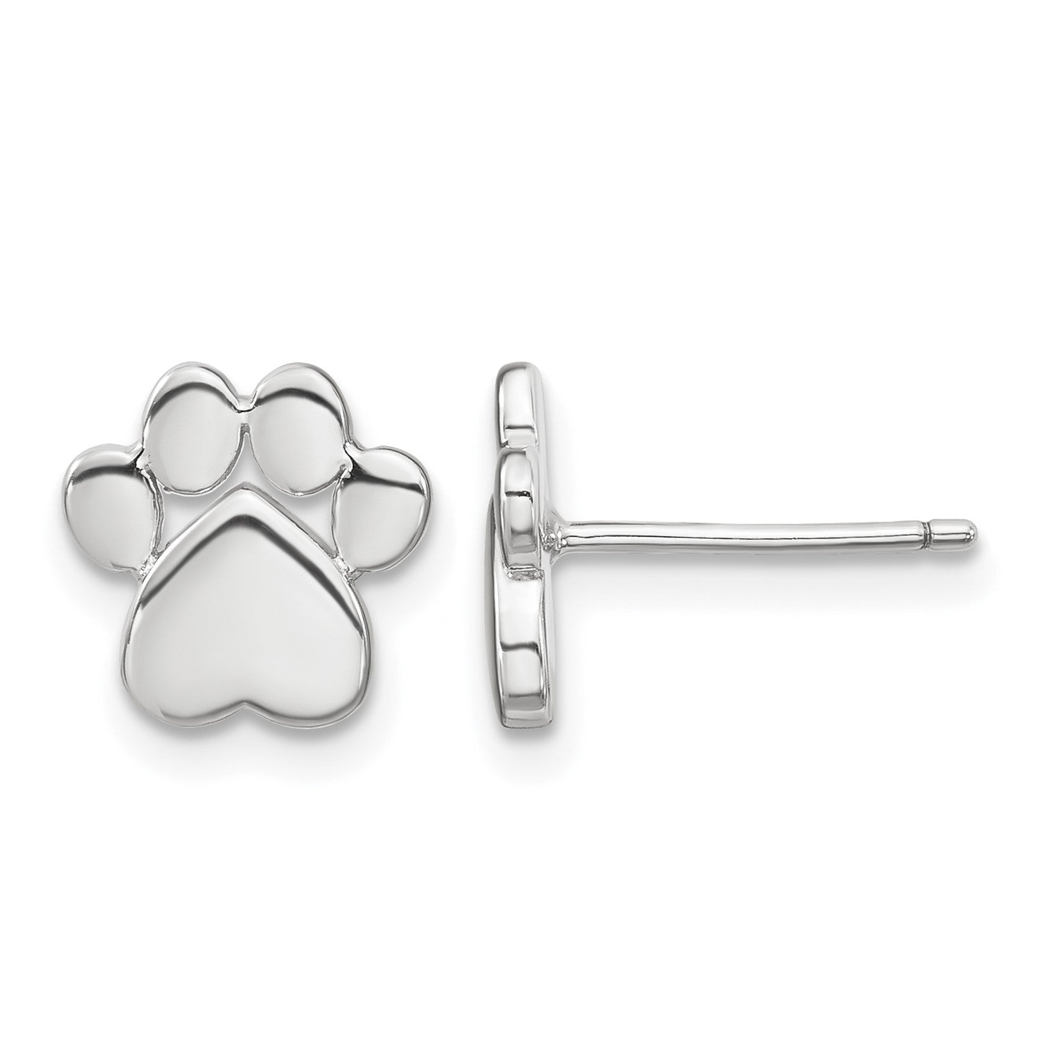 Sterling Silver RH-plated Paw Print w/2 in ext. Post Earring Necklace Set