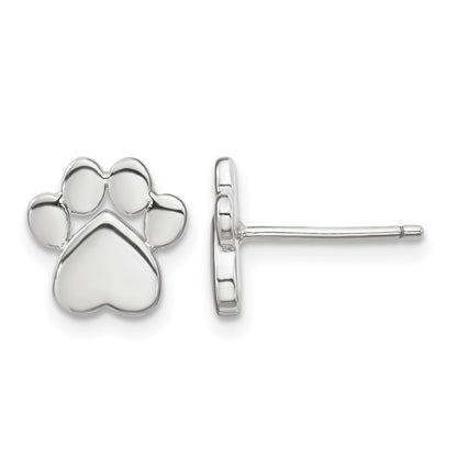 Sterling Silver RH-plated Paw Print w/2 in ext. Post Earring Necklace Set