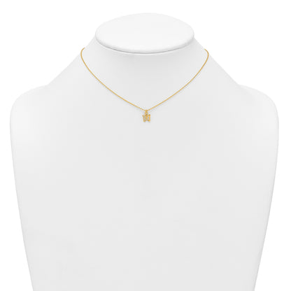Sterling Silver Gold-tone White CZ Butterfly Childrens 14 inch Necklace and Post Earrings Set