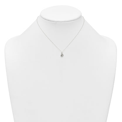 Sterling Silver Polished White CZ Angel Childrens 14 inch Necklace and Post Earrings Set