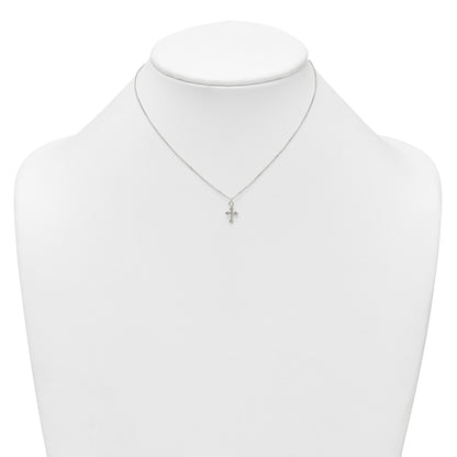 Sterling Silver Polished Cross Childrens 14 inch Necklace and Post Earrings Set
