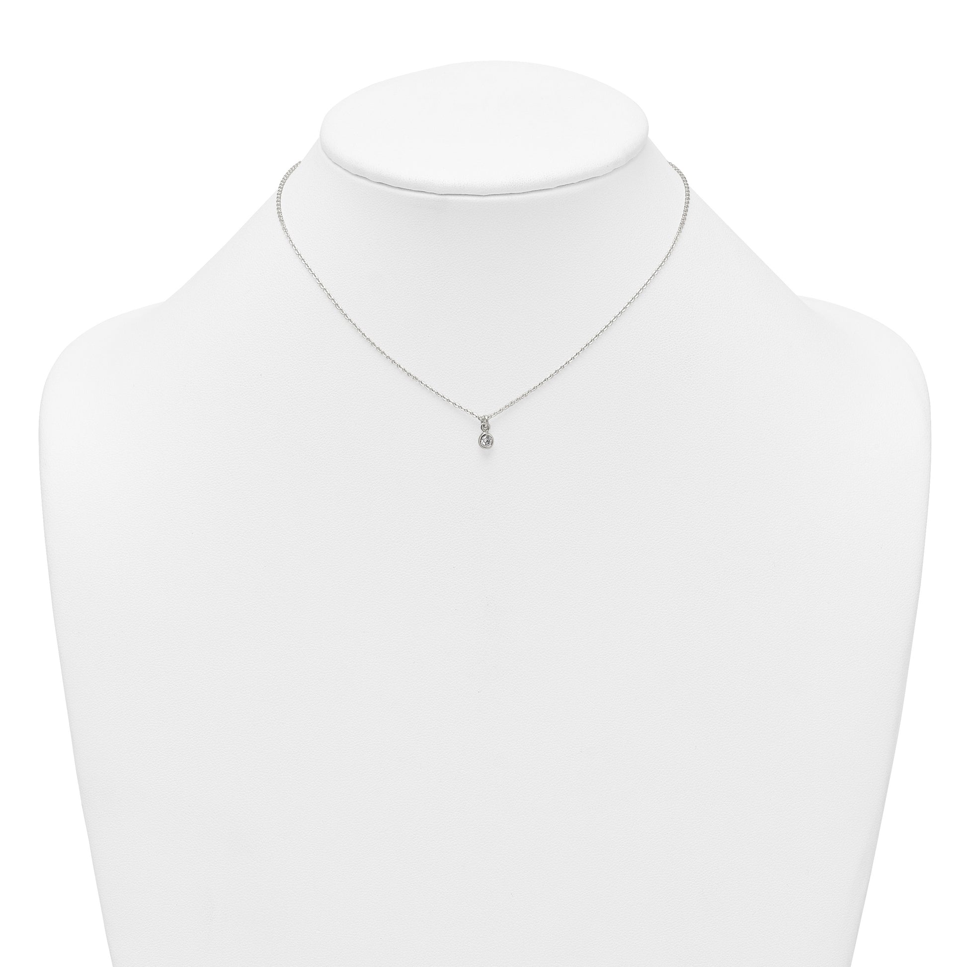 Sterling Silver Polished 4mm White CZ Childrens 14 inch Necklace and Post Earrings Set
