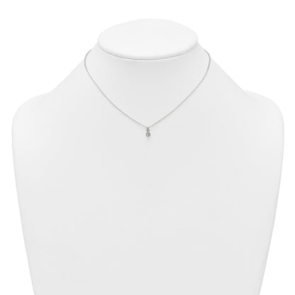 Sterling Silver Polished 4mm White CZ Childrens 14 inch Necklace and Post Earrings Set