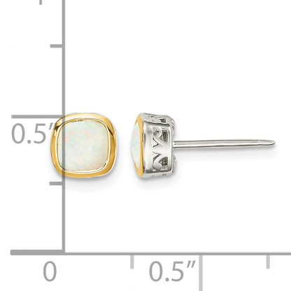 Shey Couture Sterling Silver Rhodium-plated with 14k Accent Milky Opal Square Stud Earrings
