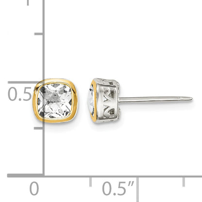 Shey Couture Sterling Silver Rhodium-plated with 14k Accent White Topaz Square Stud Earrings