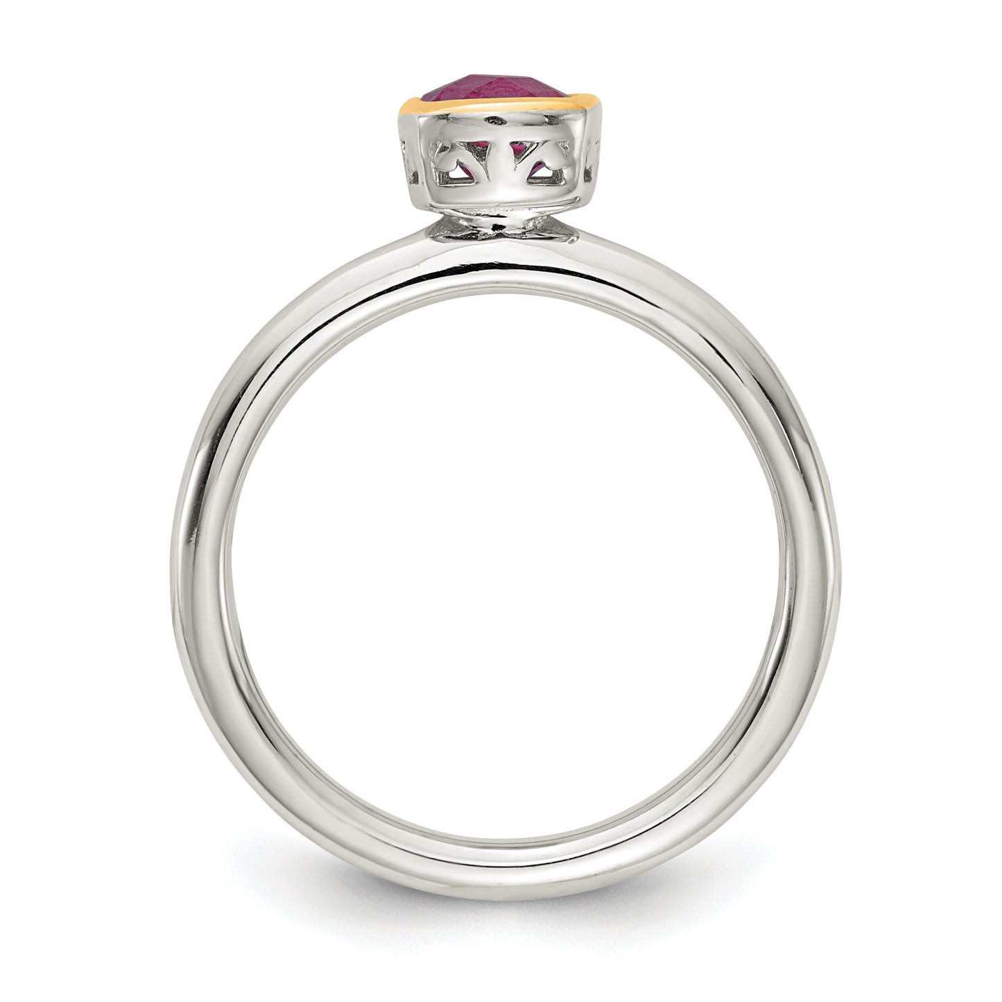 Sterling Silver with 14K Accent  Cushion-cut Rhodolite Garnet Ring