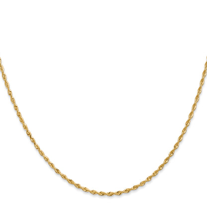 14K 30 Inch 1.85mm Diamond-cut Quadruple Rope Lobster Clasp Chain
