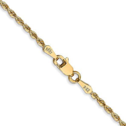 14K 22 Inch 1.85mm Diamond-cut Quadruple Rope Lobster Clasp Chain