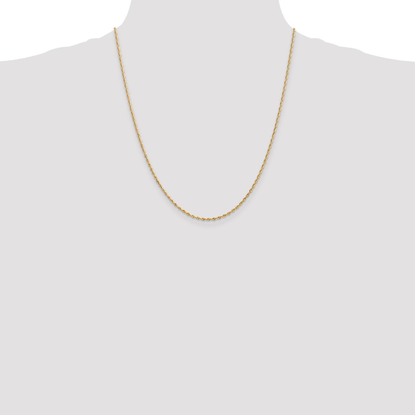 14K 22 Inch 1.85mm Diamond-cut Quadruple Rope Lobster Clasp Chain