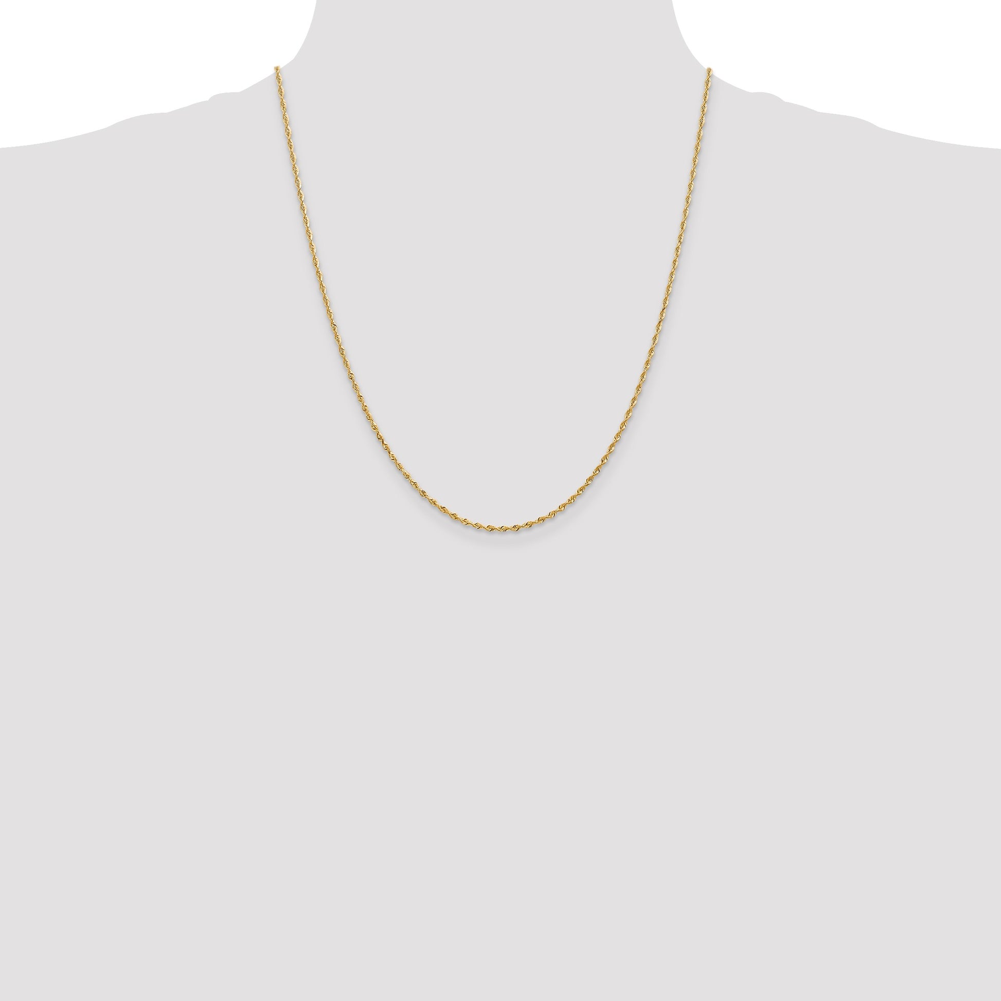 14K 22 Inch 1.85mm Diamond-cut Quadruple Rope Lobster Clasp Chain
