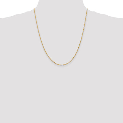 14K 22 Inch 1.85mm Diamond-cut Quadruple Rope Lobster Clasp Chain