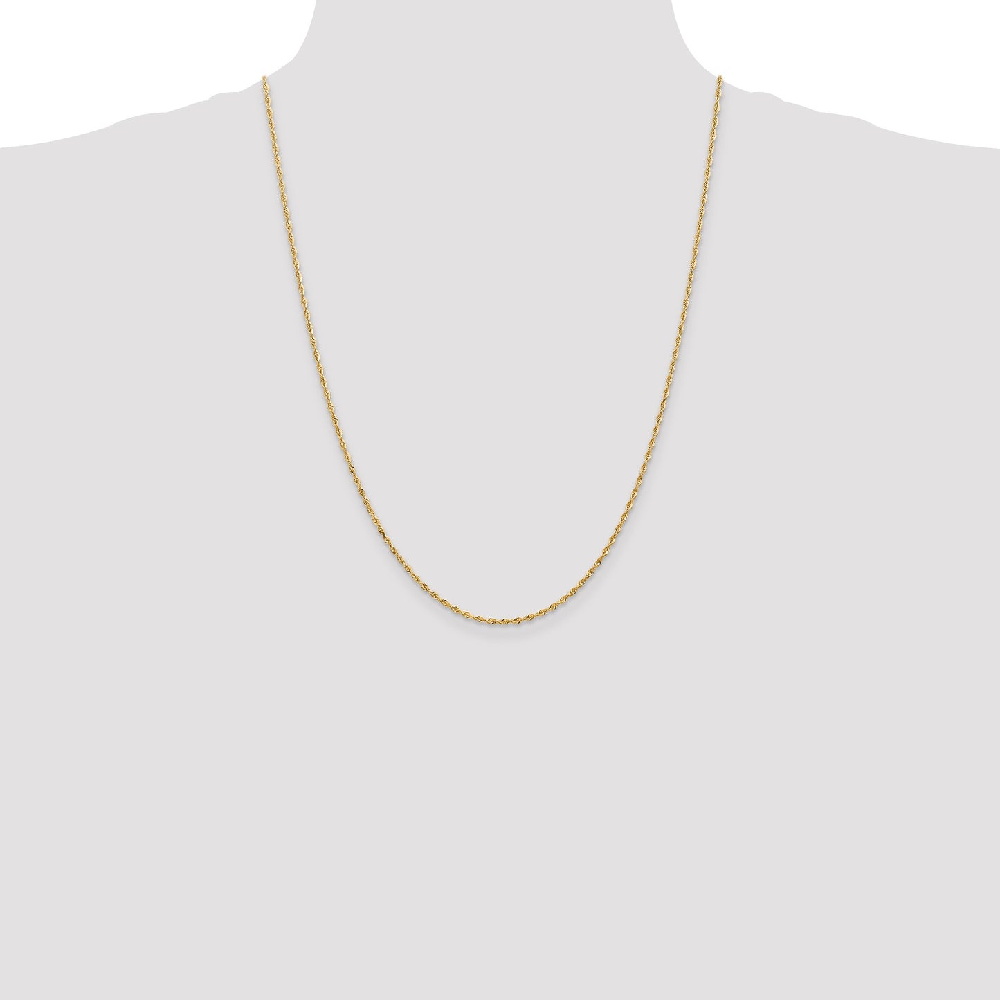 14K 24 Inch 1.85mm Diamond-cut Quadruple Rope Lobster Clasp Chain