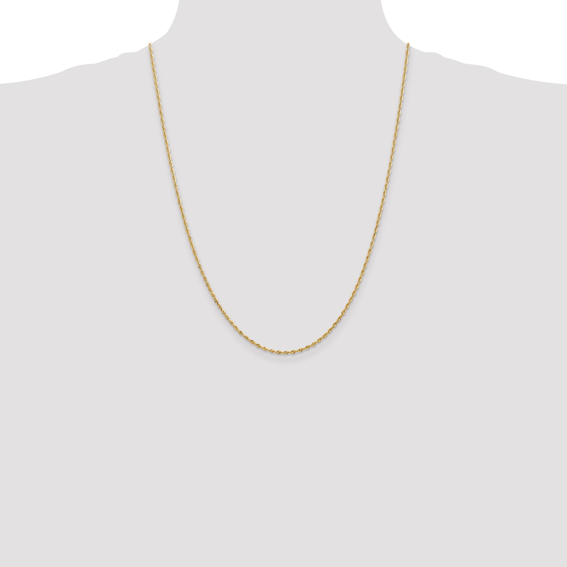 14K 24 Inch 1.85mm Diamond-cut Quadruple Rope Lobster Clasp Chain