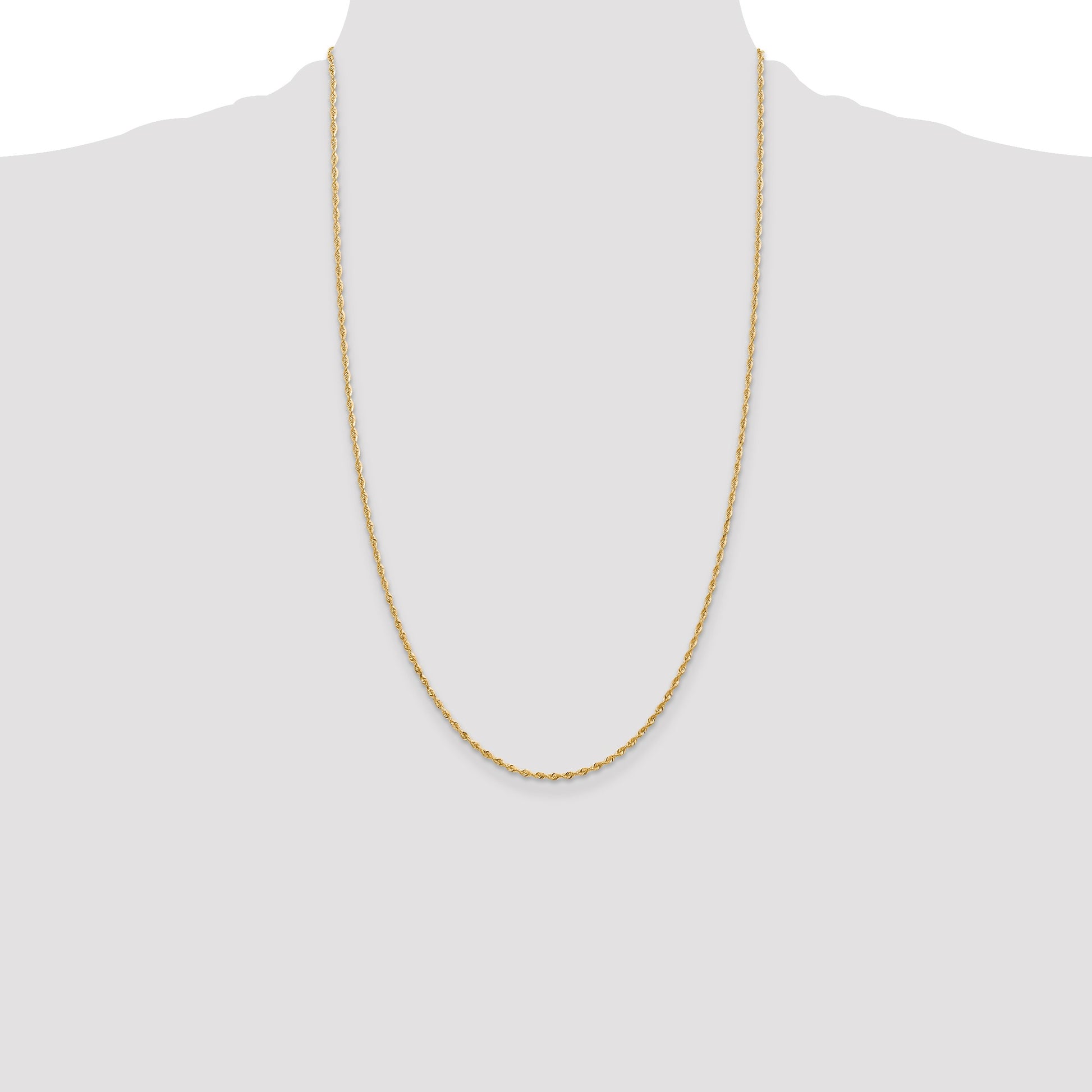 14K 26 Inch 1.85mm Diamond-cut Quadruple Rope Lobster Clasp Chain
