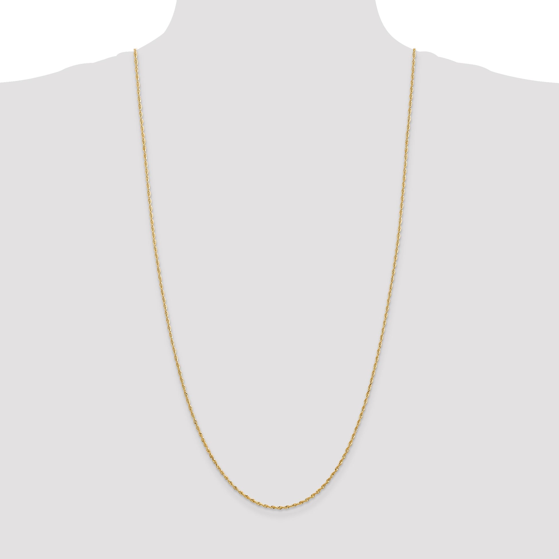 14K 30 Inch 1.85mm Diamond-cut Quadruple Rope Lobster Clasp Chain