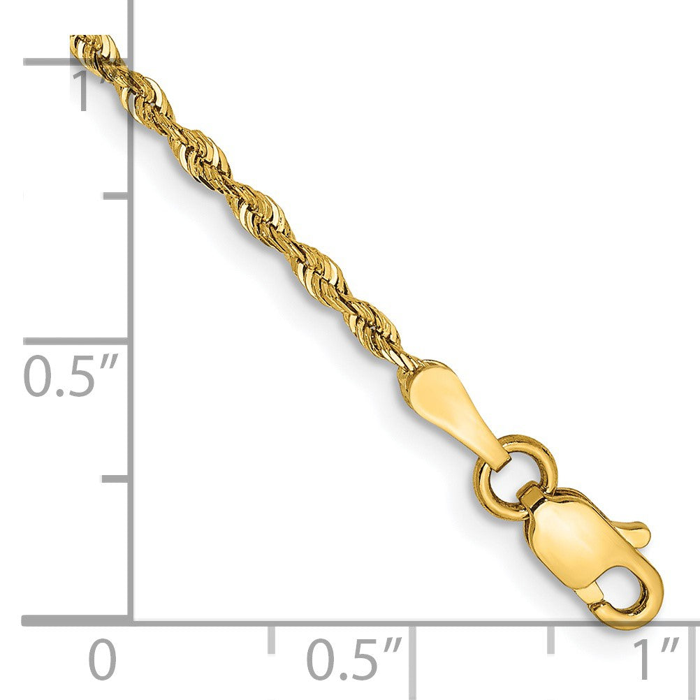 14K 10 Inch 1.85mm Diamond-cut Quadruple Rope Lobster Clasp Anklet