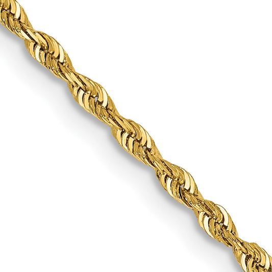 14K 22 Inch 1.85mm Diamond-cut Quadruple Rope Lobster Clasp Chain