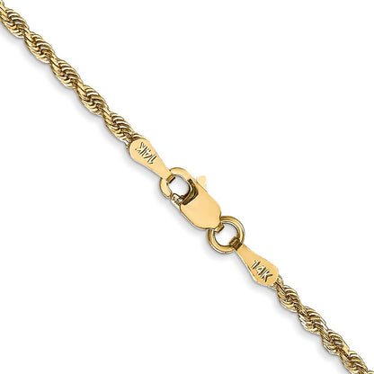 14K 16 Inch 2mm Diamond-cut Quadruple Rope Lobster Clasp Chain