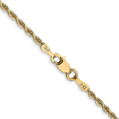 14K 20 Inch 2mm Diamond-cut Quadruple Rope Lobster Clasp Chain