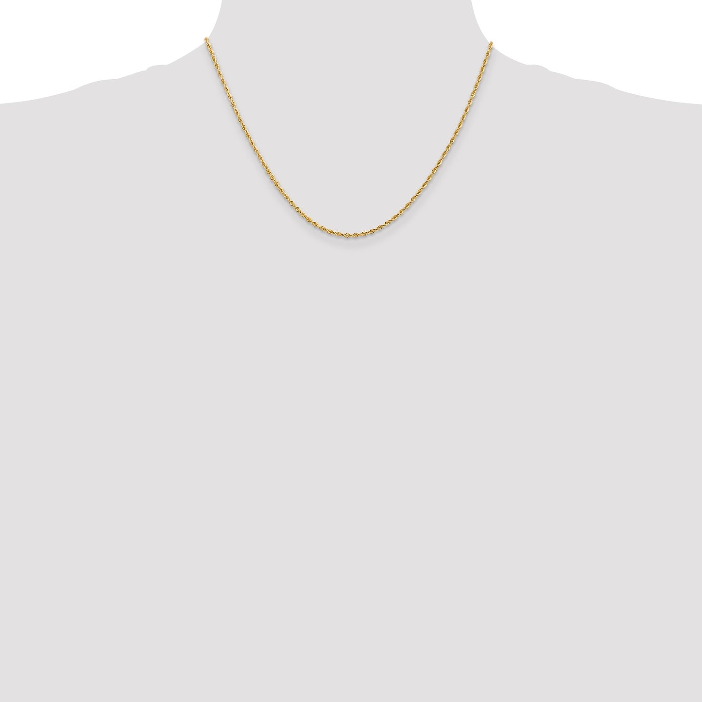14K 18 Inch 2mm Diamond-cut Quadruple Rope Lobster Clasp Chain