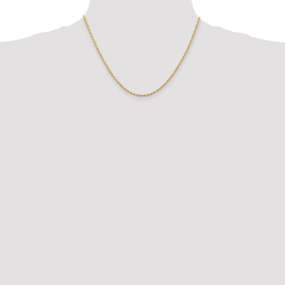14K 18 Inch 2mm Diamond-cut Quadruple Rope Lobster Clasp Chain